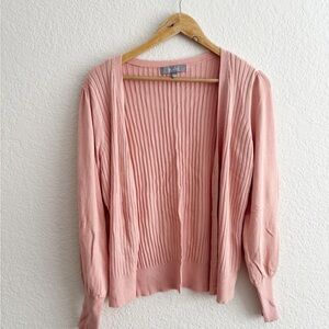 Marled Pink Ribbed Cardigan Sweater